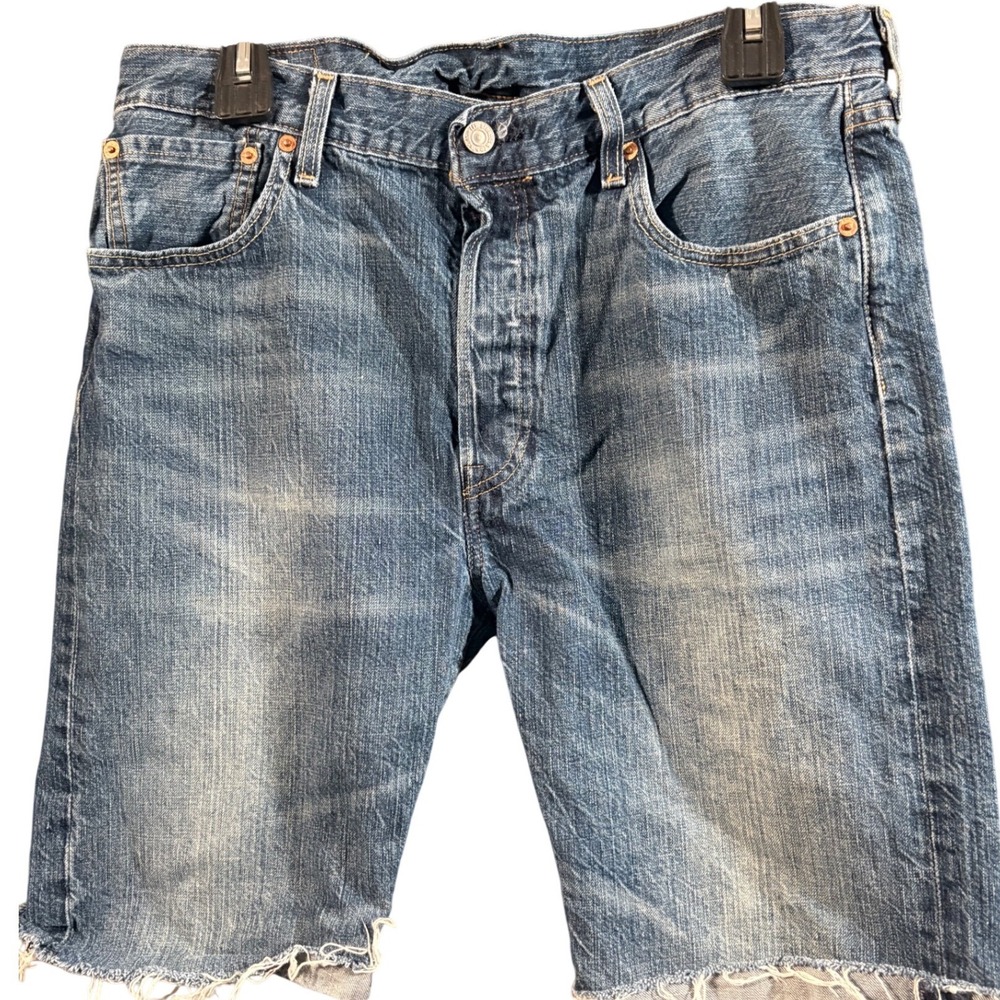 Levi's Premium 501 Men's W34 Cutoff Denim Shorts Distressed Frayed Button Fly